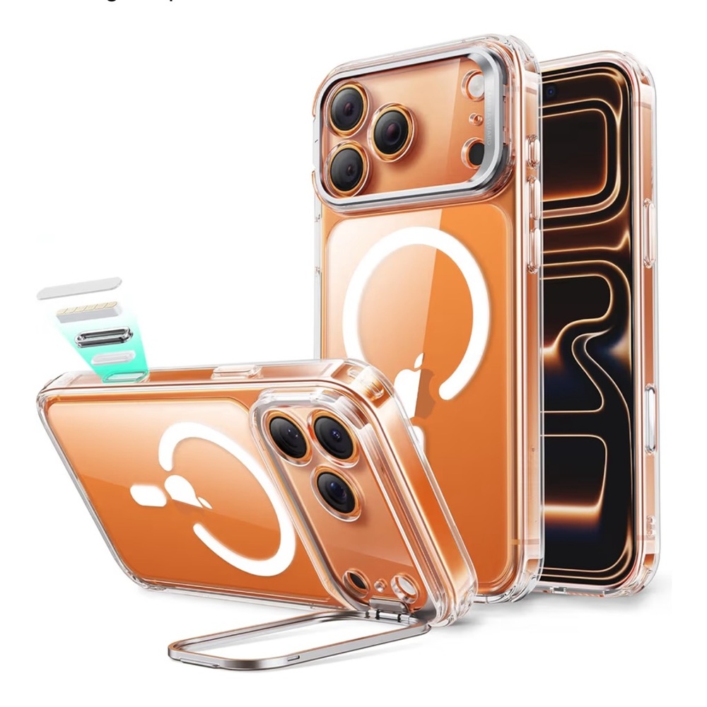 iPhone17 Pro MaxCase with Stash Stand MagSafe MilitaryGrade DropProtection Clear